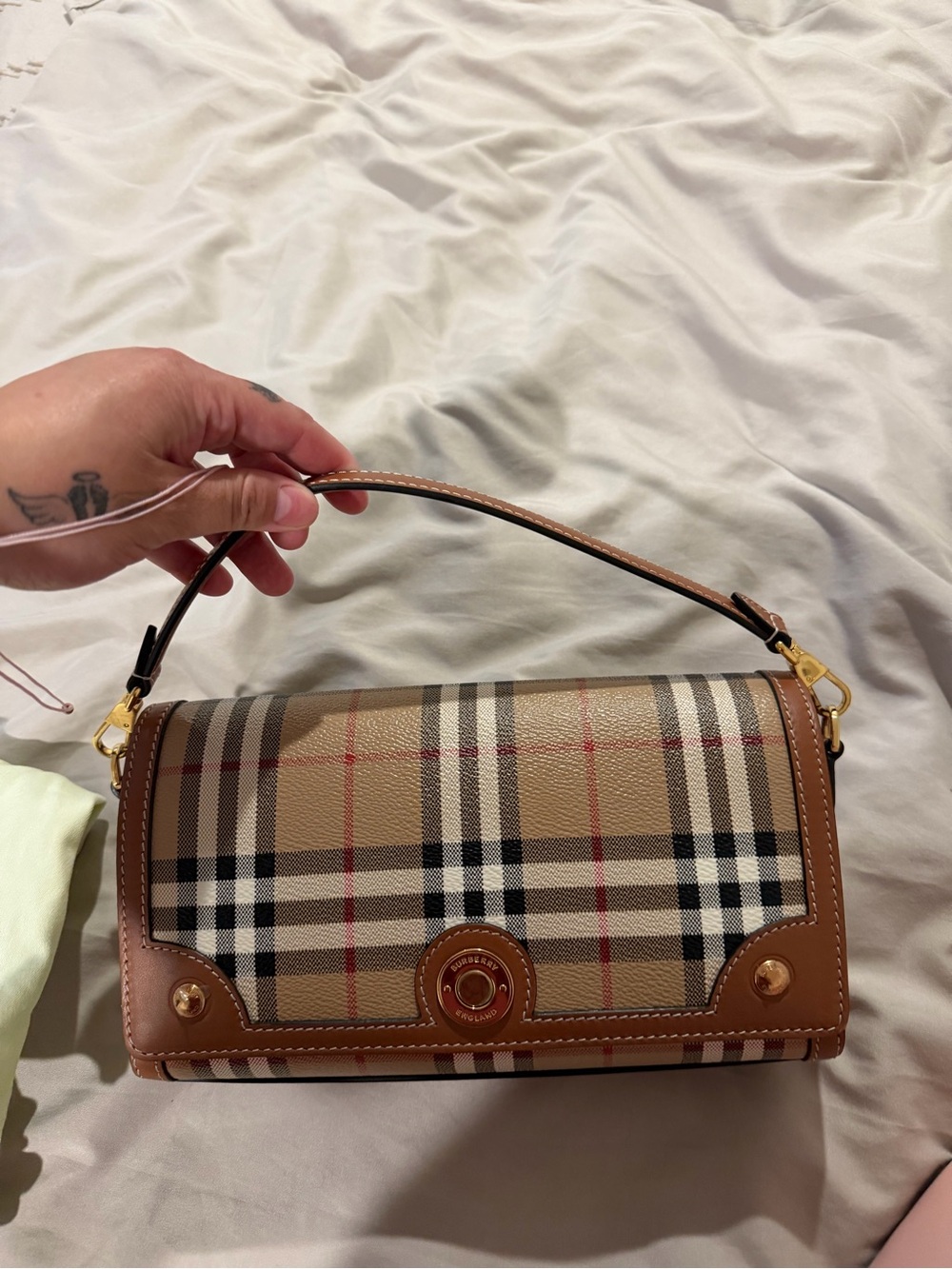 Burberry Classic Plaid Shoulder Bag in Tan